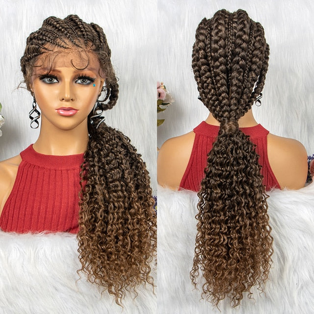 Lace Frontal Synthetic Braided Wigs Lace Front Braided Ponytail Wig