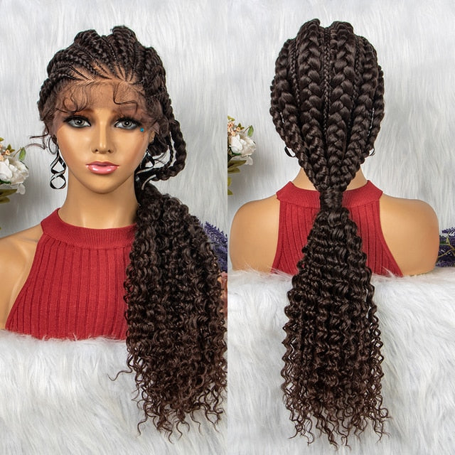 Lace Frontal Synthetic Braided Wigs Lace Front Braided Ponytail Wig