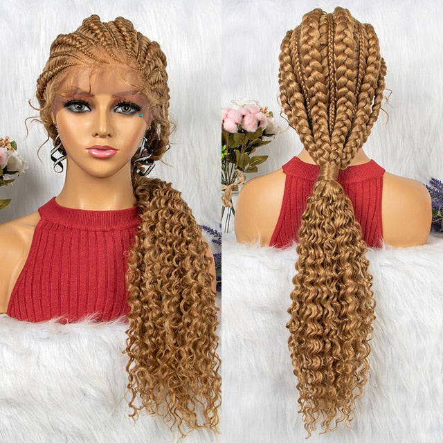 Lace Frontal Synthetic Braided Wigs Lace Front Braided Ponytail Wig