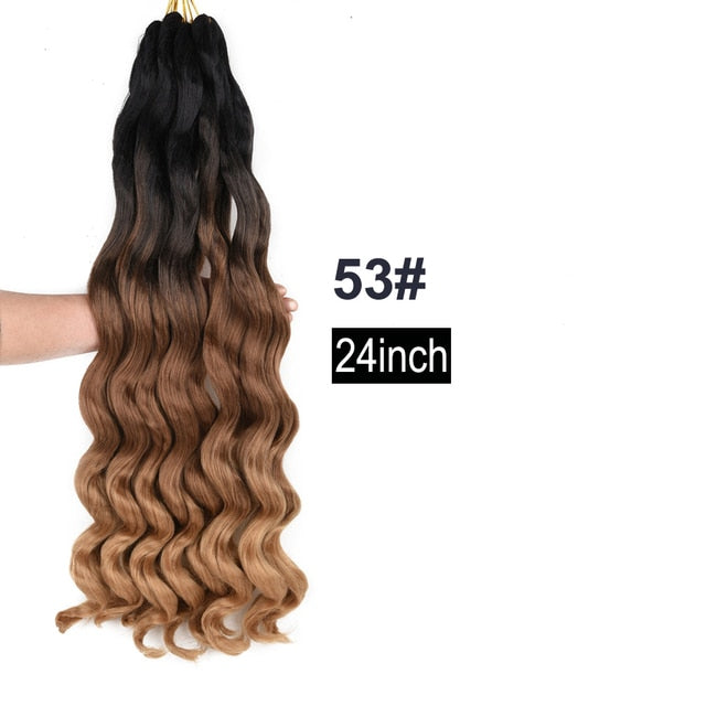 Loose Wave Synthetic Crochet Braid Hair 24 26inch Long Ombre Spiral Curls