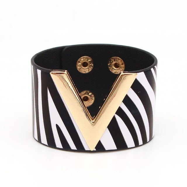 Punk Wide Leather Wristband Cuff Wrap Bracelets