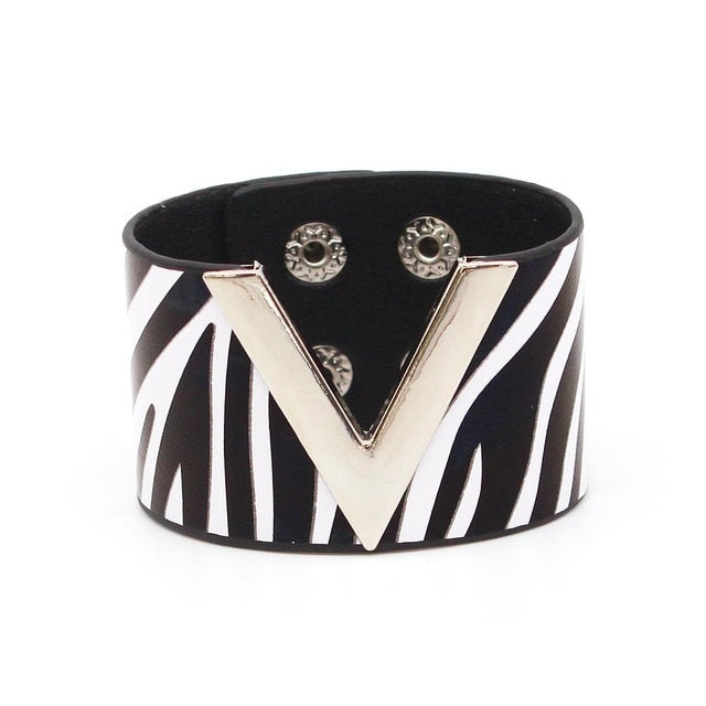 Punk Wide Leather Wristband Cuff Wrap Bracelets