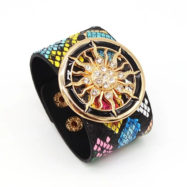 Punk Wide Leather Wristband Cuff Wrap Bracelets