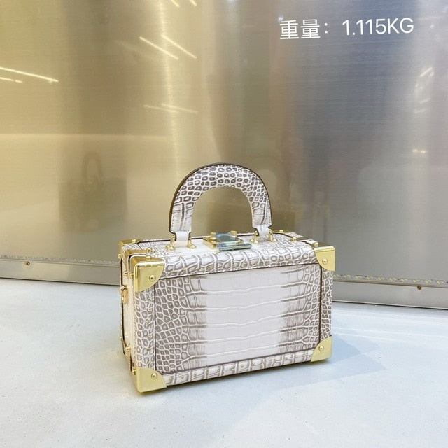 PU Leather Stone Pattern Box Purse