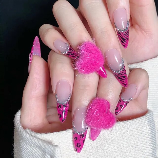 Fashion Long Pointed False French Press on Nails in 24pcs