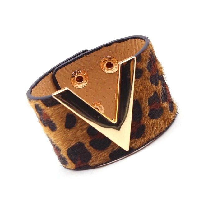 Punk Wide Leather Wristband Cuff Wrap Bracelets