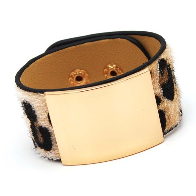 Punk Wide Leather Wristband Cuff Wrap Bracelets