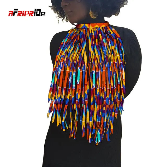 African Print Tassel Necklace