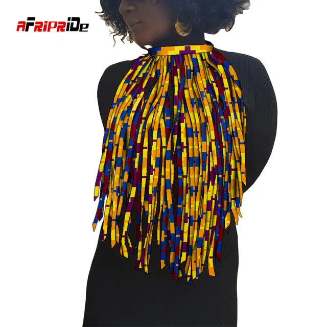 African Print Tassel Necklace