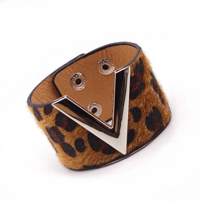 Punk Wide Leather Wristband Cuff Wrap Bracelets