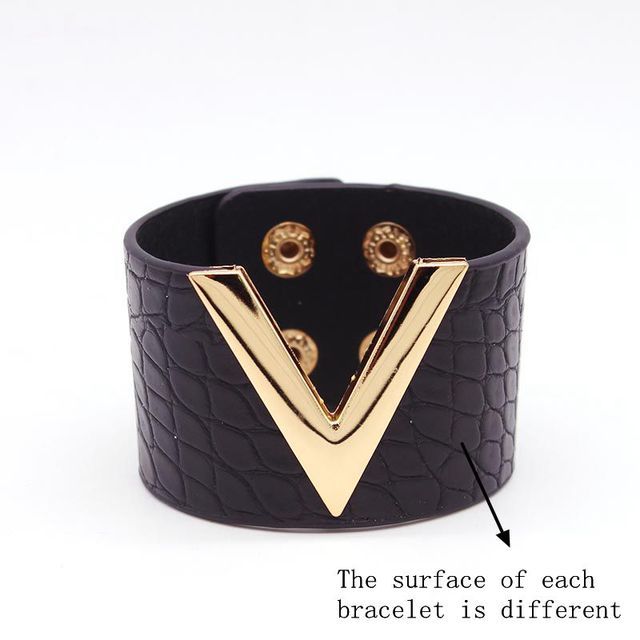Punk Wide Leather Wristband Cuff Wrap Bracelets