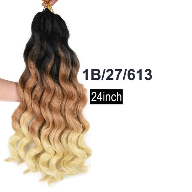 Loose Wave Synthetic Crochet Braid Hair 24 26inch Long Ombre Spiral Curls