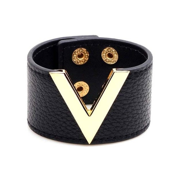 Punk Wide Leather Wristband Cuff Wrap Bracelets