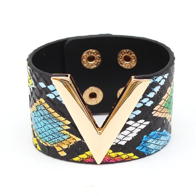Punk Wide Leather Wristband Cuff Wrap Bracelets