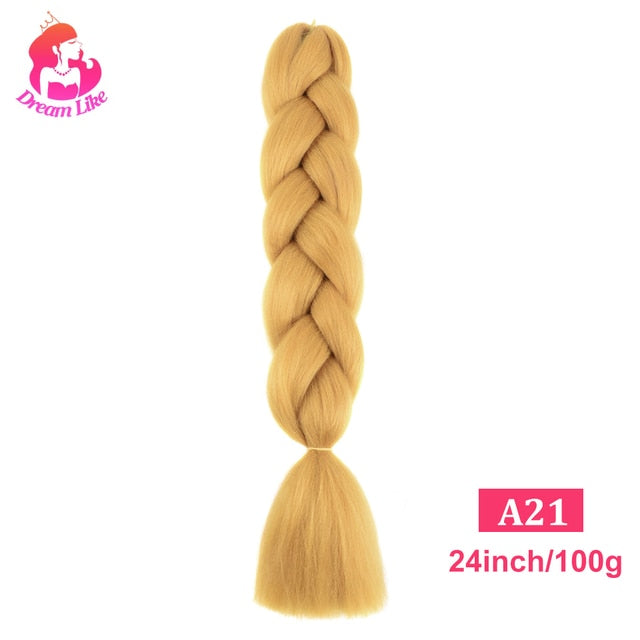 Dream Like 24 inch Ombre Color Synthetic Hair Braids Pre Stretched Wholesale Jumbo Braiding KaneKalon Hair Extensions 100g/pcs| |