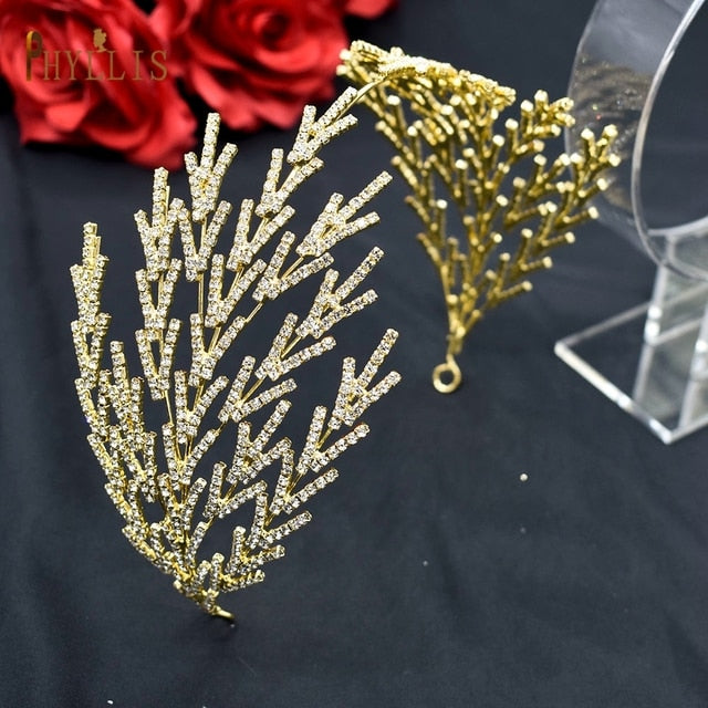 A254 Silver Gold Bride Headband Rhinestone