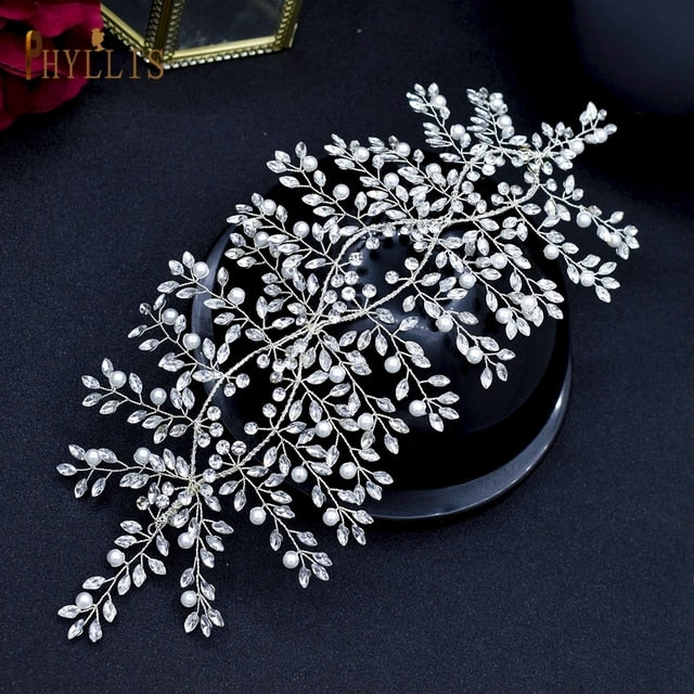 Silver Bridal Headband Crystal Wedding Headpieces