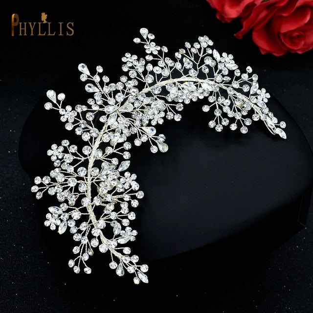 Silver Bridal Headband Crystal Wedding Headpieces