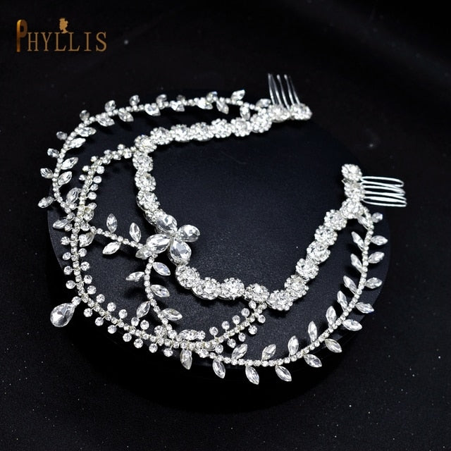 Silver Bridal Headband Crystal Wedding Headpieces