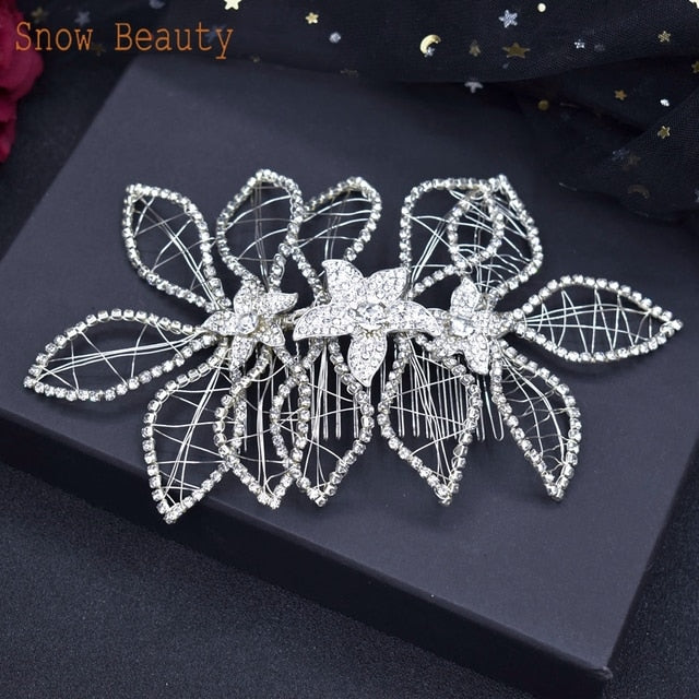 A511 Silver and Rhinestone Wedding Comb