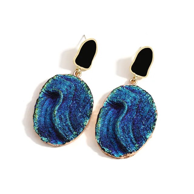 AENSOA Vintage Abstract Simulated Natural Stone Dangle Earrings