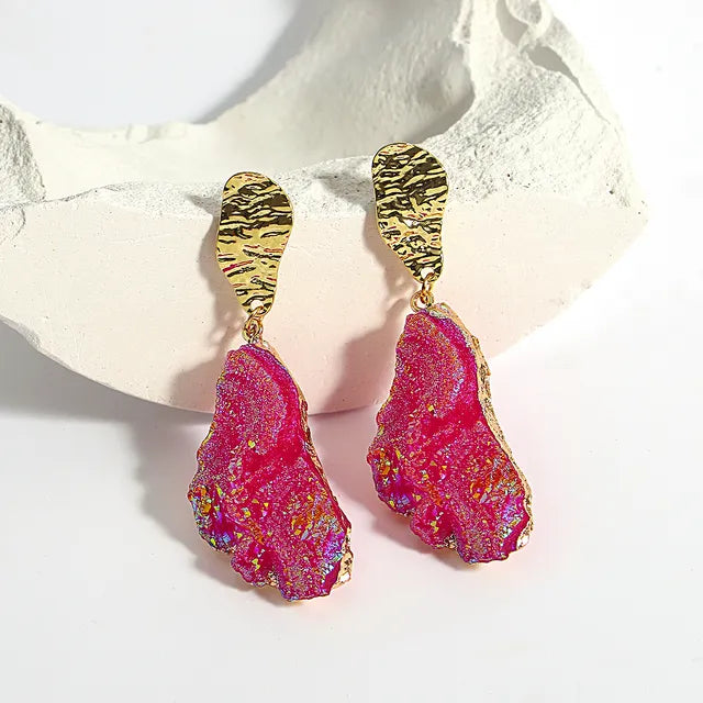 AENSOA Vintage Abstract Simulated Natural Stone Dangle Earrings