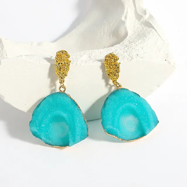 AENSOA Vintage Abstract Simulated Natural Stone Dangle Earrings
