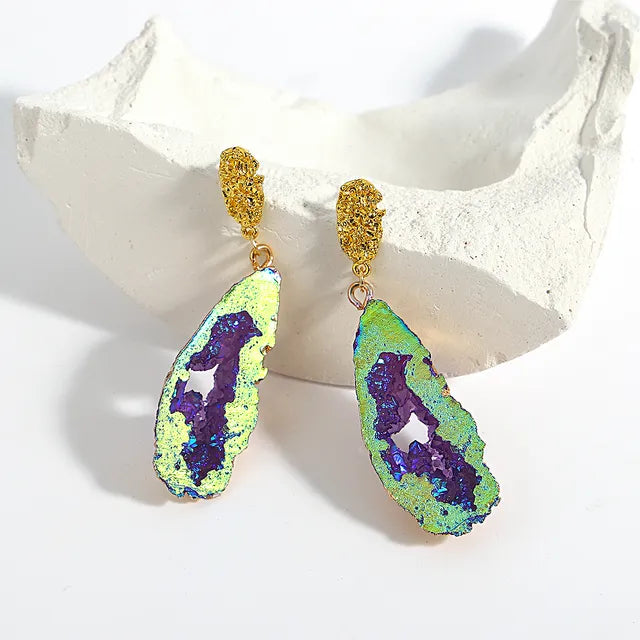 AENSOA Vintage Abstract Simulated Natural Stone Dangle Earrings