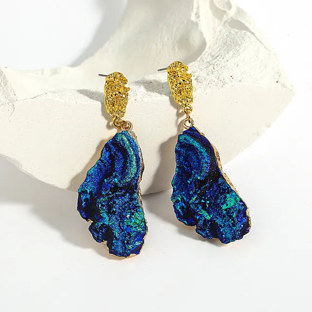 AENSOA Vintage Abstract Simulated Natural Stone Dangle Earrings