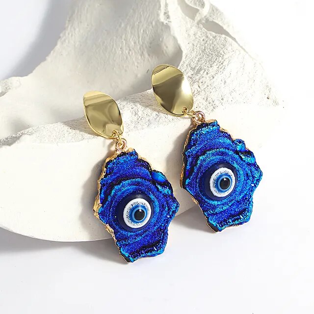 AENSOA Vintage Abstract Simulated Natural Stone Dangle Earrings