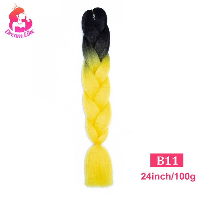 Dream Like 24 inch Ombre Color Synthetic Hair Braids Pre Stretched Wholesale Jumbo Braiding KaneKalon Hair Extensions 100g/pcs| |