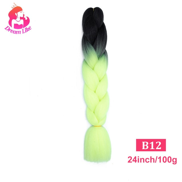 Dream Like 24 inch Ombre Color Synthetic Hair Braids Pre Stretched Wholesale Jumbo Braiding KaneKalon Hair Extensions 100g/pcs| |