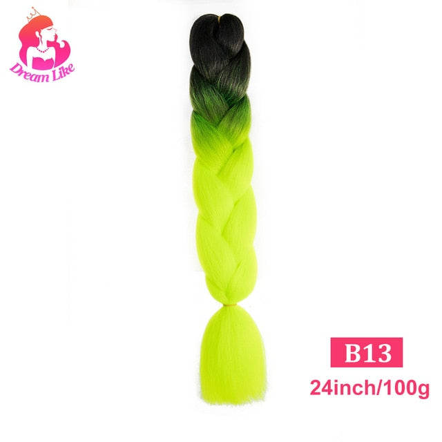 Dream Like 24 inch Ombre Color Synthetic Hair Braids Pre Stretched Wholesale Jumbo Braiding KaneKalon Hair Extensions 100g/pcs| |