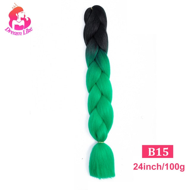 Dream Like 24 inch Ombre Color Synthetic Hair Braids Pre Stretched Wholesale Jumbo Braiding KaneKalon Hair Extensions 100g/pcs| |