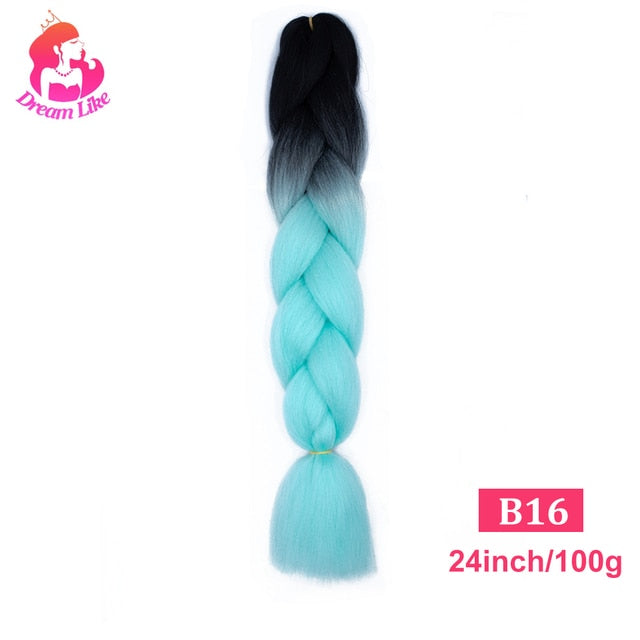 Dream Like 24 inch Ombre Color Synthetic Hair Braids Pre Stretched Wholesale Jumbo Braiding KaneKalon Hair Extensions 100g/pcs| |