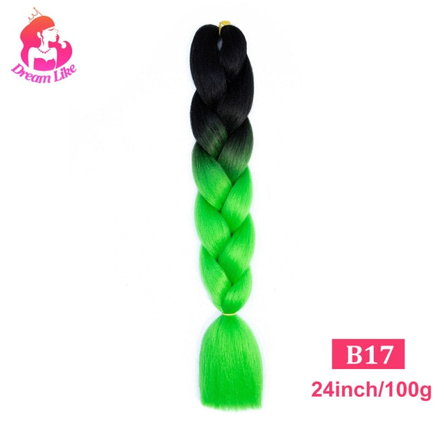Dream Like 24 inch Ombre Color Synthetic Hair Braids Pre Stretched Wholesale Jumbo Braiding KaneKalon Hair Extensions 100g/pcs| |