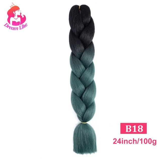 Dream Like 24 inch Ombre Color Synthetic Hair Braids Pre Stretched Wholesale Jumbo Braiding KaneKalon Hair Extensions 100g/pcs| |