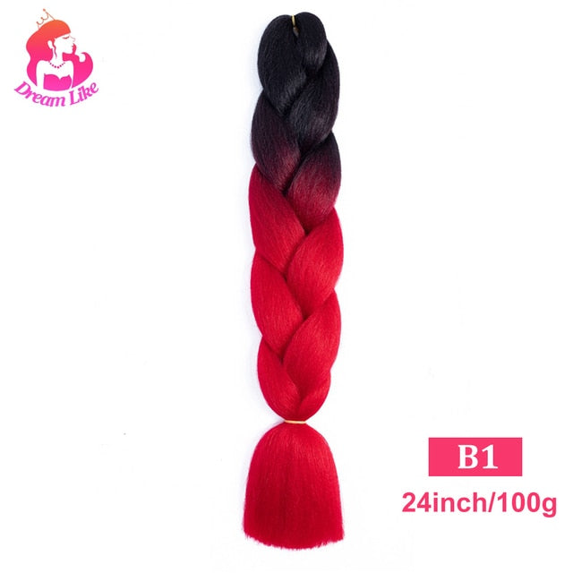Dream Like 24 inch Ombre Color Synthetic Hair Braids Pre Stretched Wholesale Jumbo Braiding KaneKalon Hair Extensions 100g/pcs| |