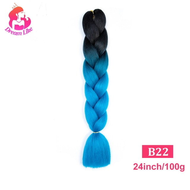 Dream Like 24 inch Ombre Color Synthetic Hair Braids Pre Stretched Wholesale Jumbo Braiding KaneKalon Hair Extensions 100g/pcs| |