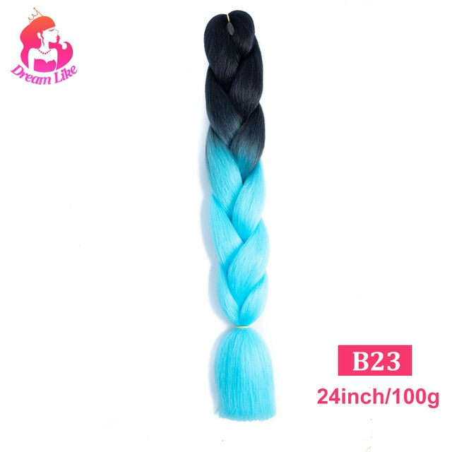 Dream Like 24 inch Ombre Color Synthetic Hair Braids Pre Stretched Wholesale Jumbo Braiding KaneKalon Hair Extensions 100g/pcs| |
