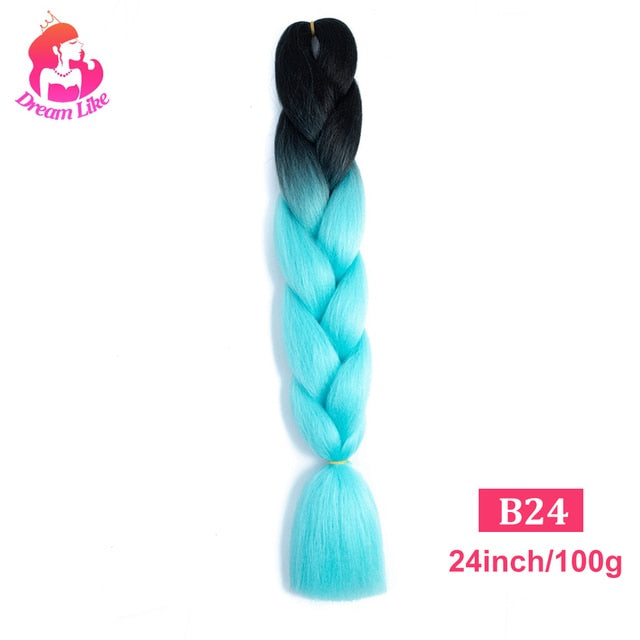 Dream Like 24 inch Ombre Color Synthetic Hair Braids Pre Stretched Wholesale Jumbo Braiding KaneKalon Hair Extensions 100g/pcs| |