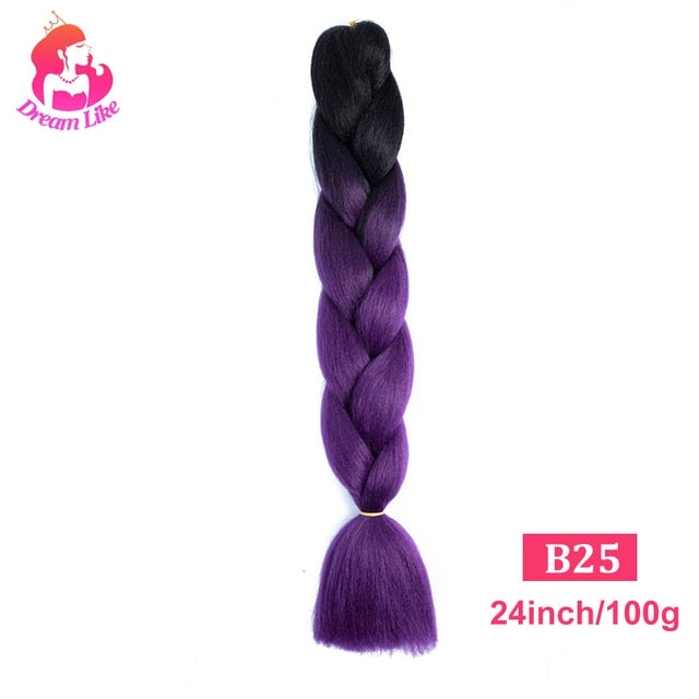 Dream Like 24 inch Ombre Color Synthetic Hair Braids Pre Stretched Wholesale Jumbo Braiding KaneKalon Hair Extensions 100g/pcs| |
