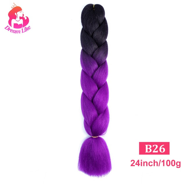 Dream Like 24 inch Ombre Color Synthetic Hair Braids Pre Stretched Wholesale Jumbo Braiding KaneKalon Hair Extensions 100g/pcs| |