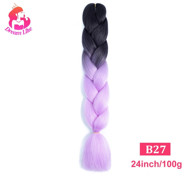 Dream Like 24 inch Ombre Color Synthetic Hair Braids Pre Stretched Wholesale Jumbo Braiding KaneKalon Hair Extensions 100g/pcs| |