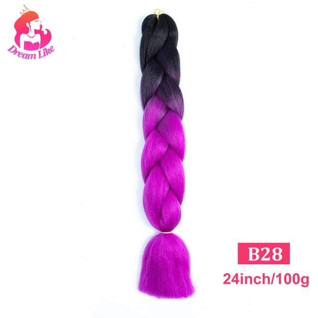 Dream Like 24 inch Ombre Color Synthetic Hair Braids Pre Stretched Wholesale Jumbo Braiding KaneKalon Hair Extensions 100g/pcs| |