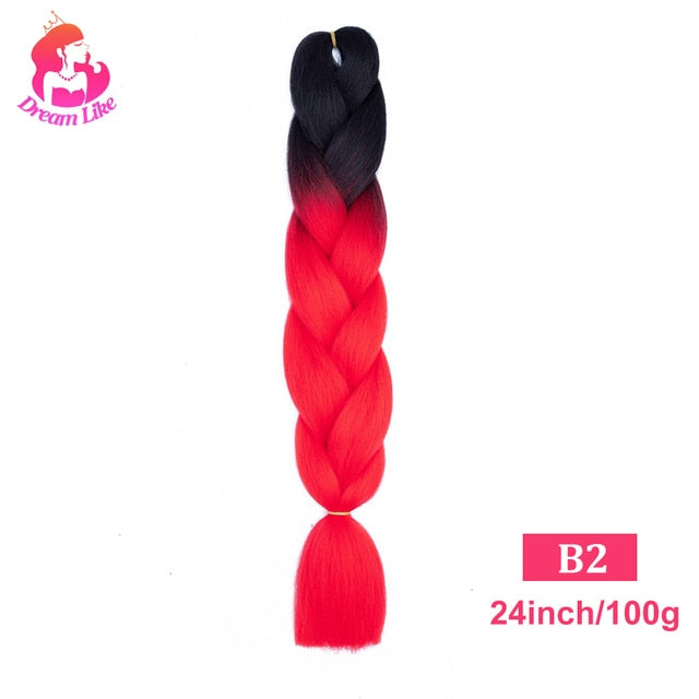 Dream Like 24 inch Ombre Color Synthetic Hair Braids Pre Stretched Wholesale Jumbo Braiding KaneKalon Hair Extensions 100g/pcs| |