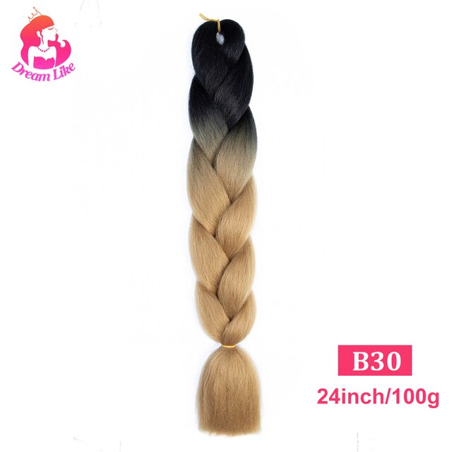 Dream Like 24 inch Ombre Color Synthetic Hair Braids Pre Stretched Wholesale Jumbo Braiding KaneKalon Hair Extensions 100g/pcs| |