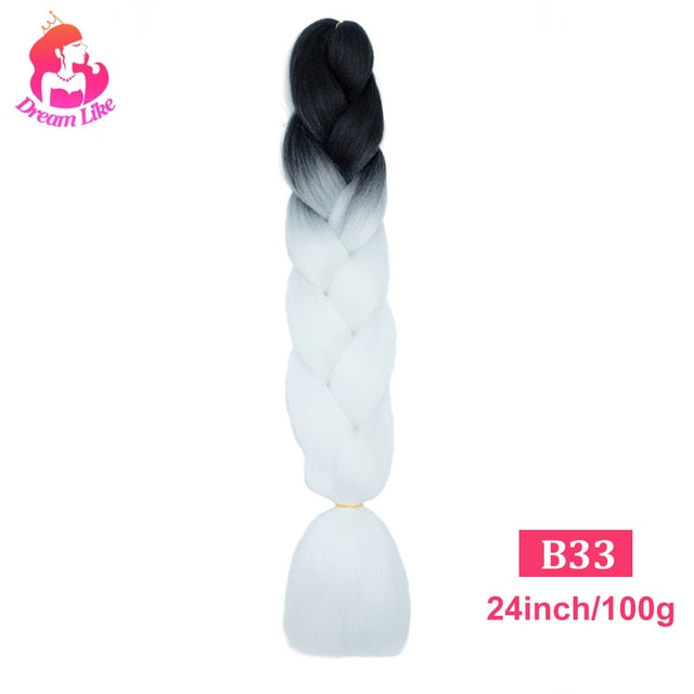 Dream Like 24 inch Ombre Color Synthetic Hair Braids Pre Stretched Wholesale Jumbo Braiding KaneKalon Hair Extensions 100g/pcs| |