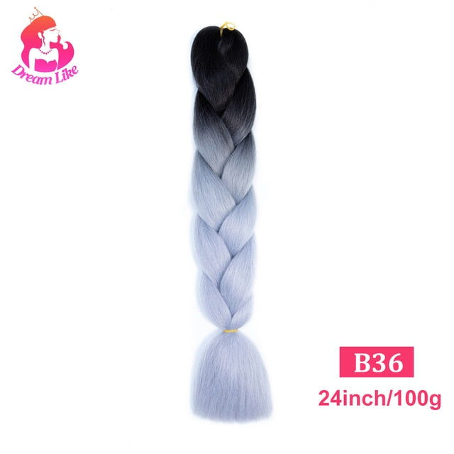 Dream Like 24 inch Ombre Color Synthetic Hair Braids Pre Stretched Wholesale Jumbo Braiding KaneKalon Hair Extensions 100g/pcs| |