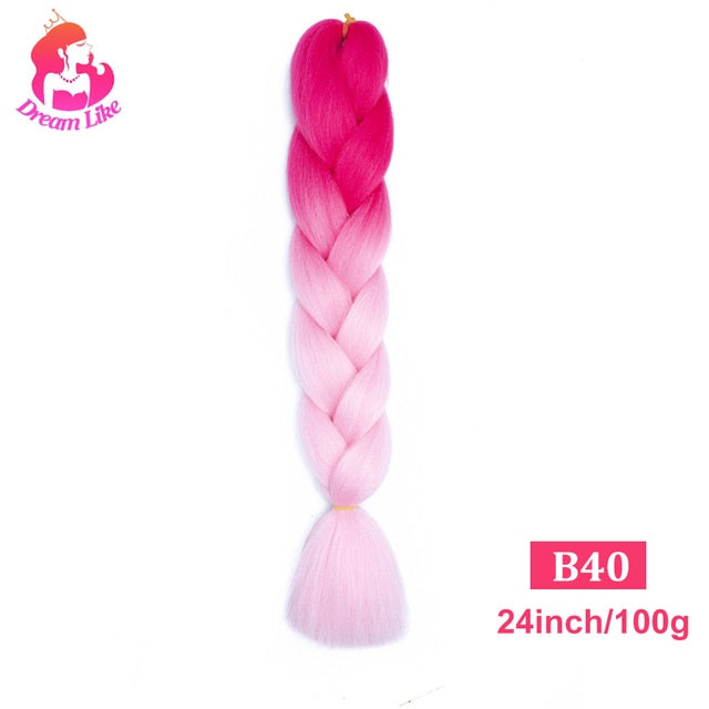 Dream Like 24 inch Ombre Color Synthetic Hair Braids Pre Stretched Wholesale Jumbo Braiding KaneKalon Hair Extensions 100g/pcs| |